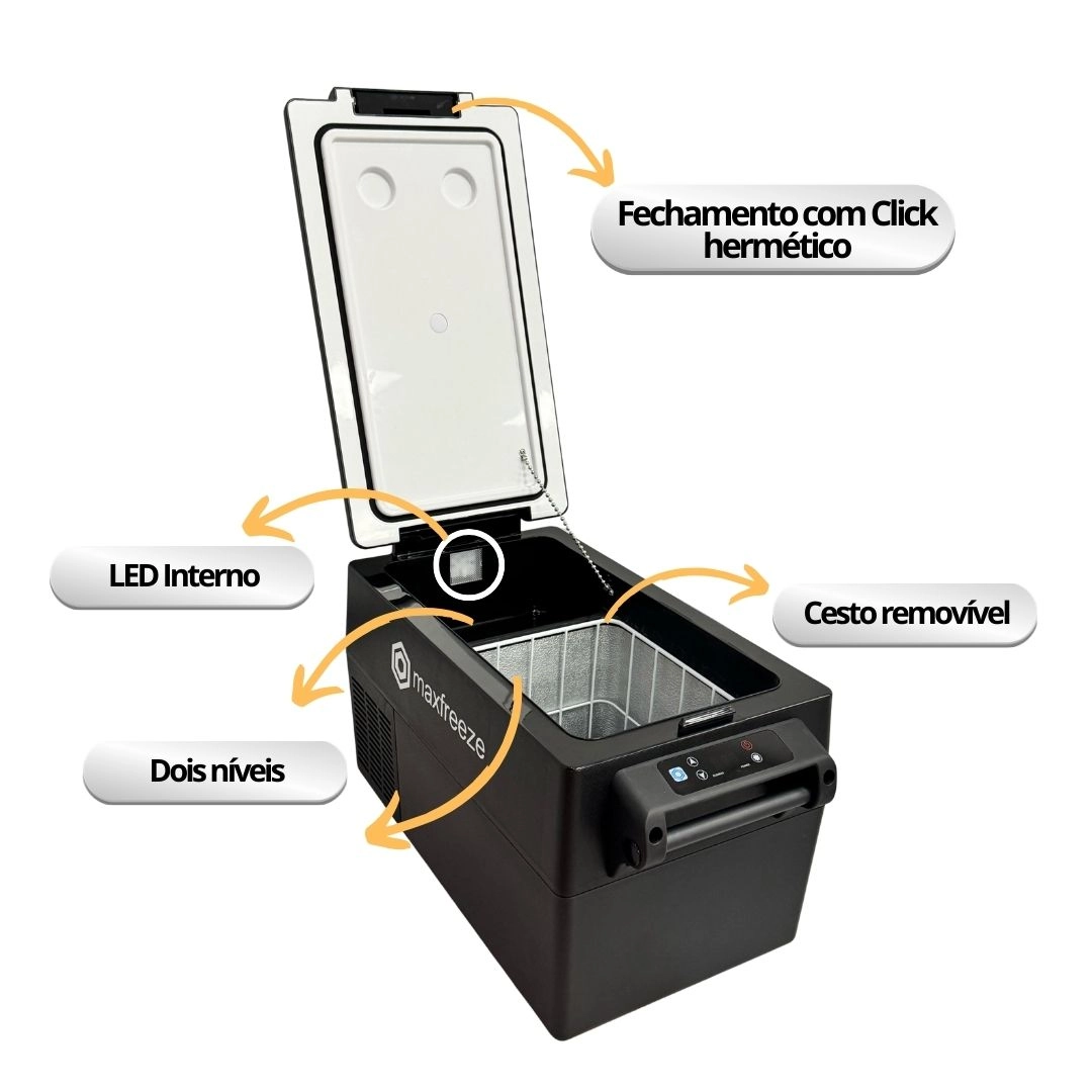 Mini Geladeira Portátil 35 Litros Para Caminhão Ônibus Van 12V/24V 110v/220v
