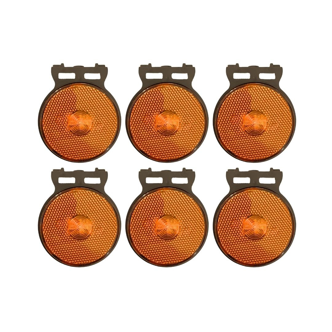 Kit 6 Lanterna Lateral LED Para Carreta Randon Guerra Librelato Noma Facchini Com Suporte Amarela P 65mm