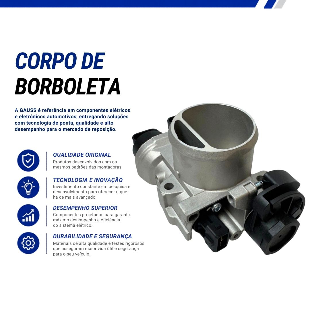Corpo de Borboleta TBI Eletrônico 12V 2 Pinos Para Fiat Palio 1.3 1.5 e Fiorino Furgão 1.3 Gauss Corpo de Borboleta TBI Eletrônico 12V 2 Pinos Para Fiat Palio 1.3 1.5 e Fiorino Furgão 1.3 Gauss