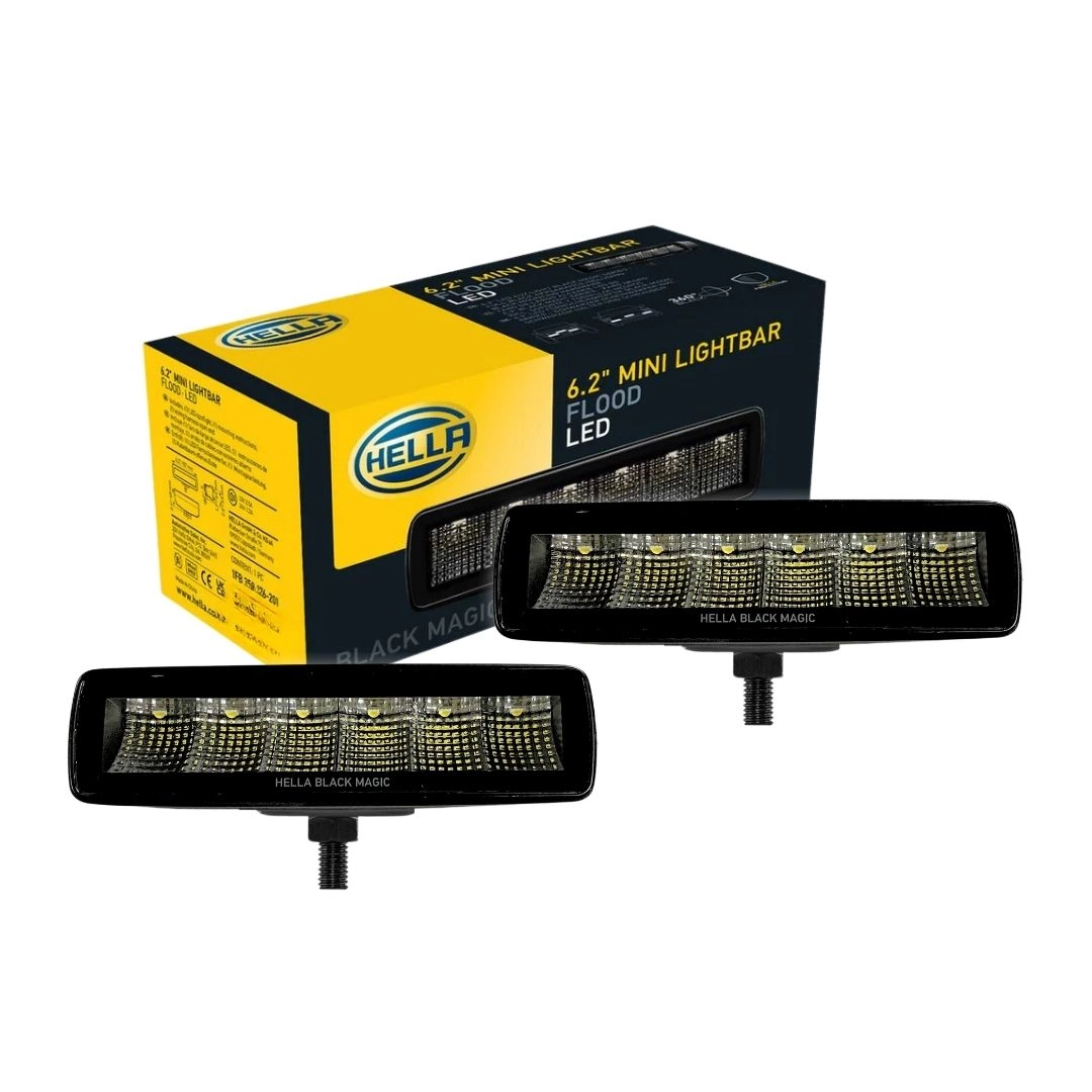 Par Barra Led Farol Neblina Auxiliar Black Magic Flood Hella