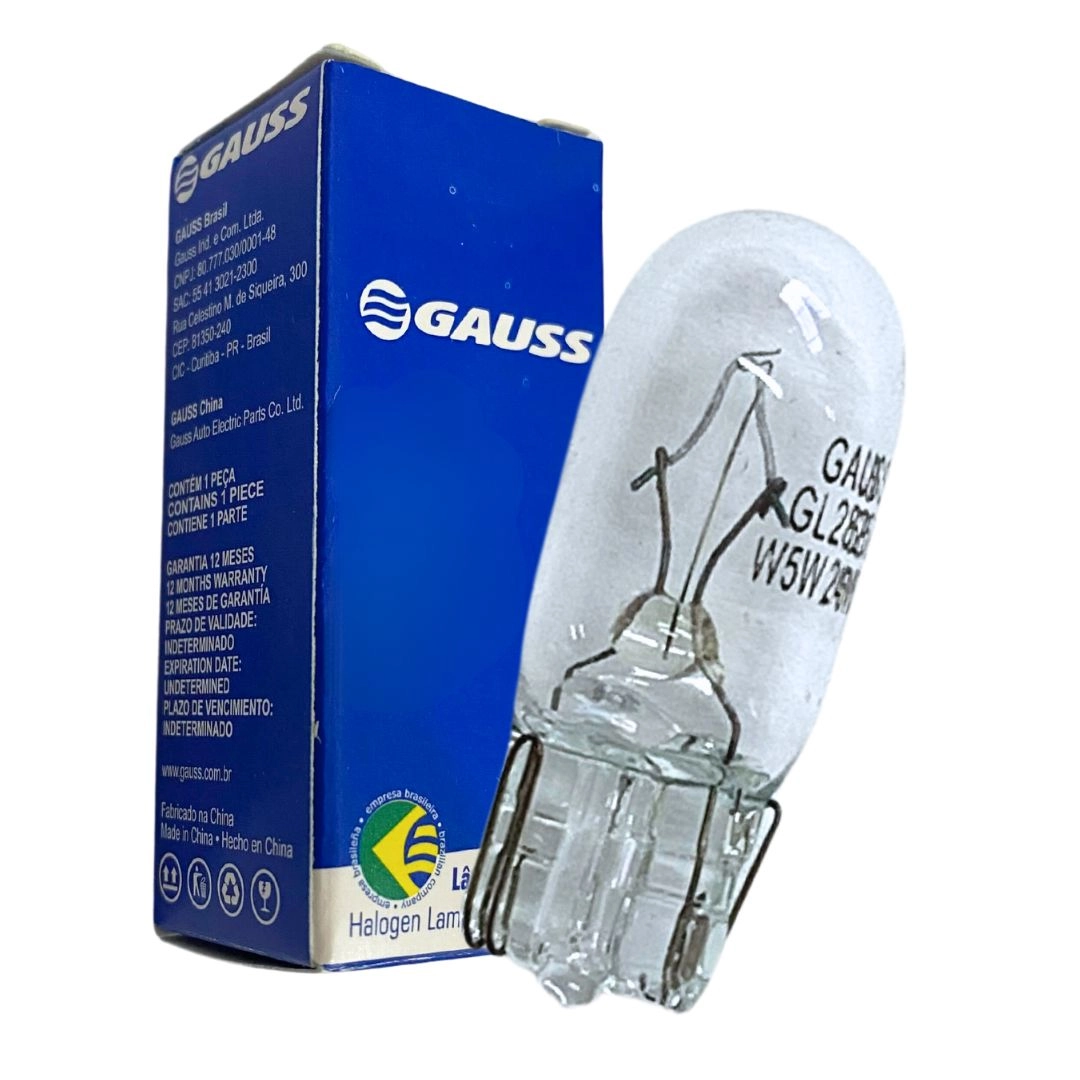 Lâmpada Gauss Esmagada Miniatura Pingão Incolor w5w 24v 5w 2825