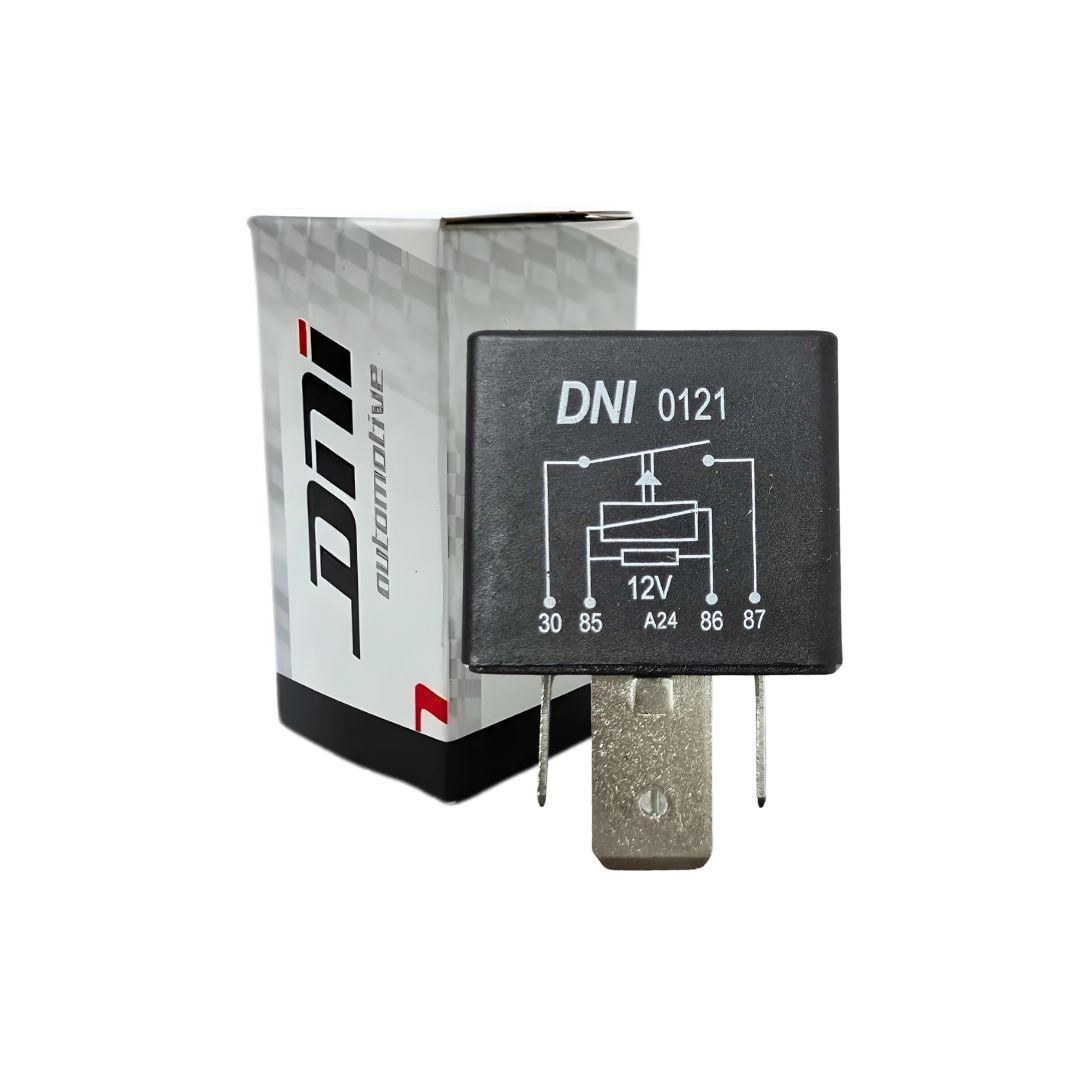Relé Auxiliar de Alta Corrente 12V 70A 4 Terminais 2 Largos Sem SuporteDNI0121 Relé Auxiliar de Alta Corrente 12V 70A 4 Terminais 2 Largos Sem SuporteDNI0121