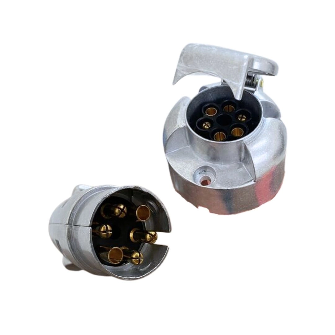 Kit Tomada Plug Macho e Femea 6 Polos Aluminio Tomada Conector Macho Femea Aluminio 6 Polos 