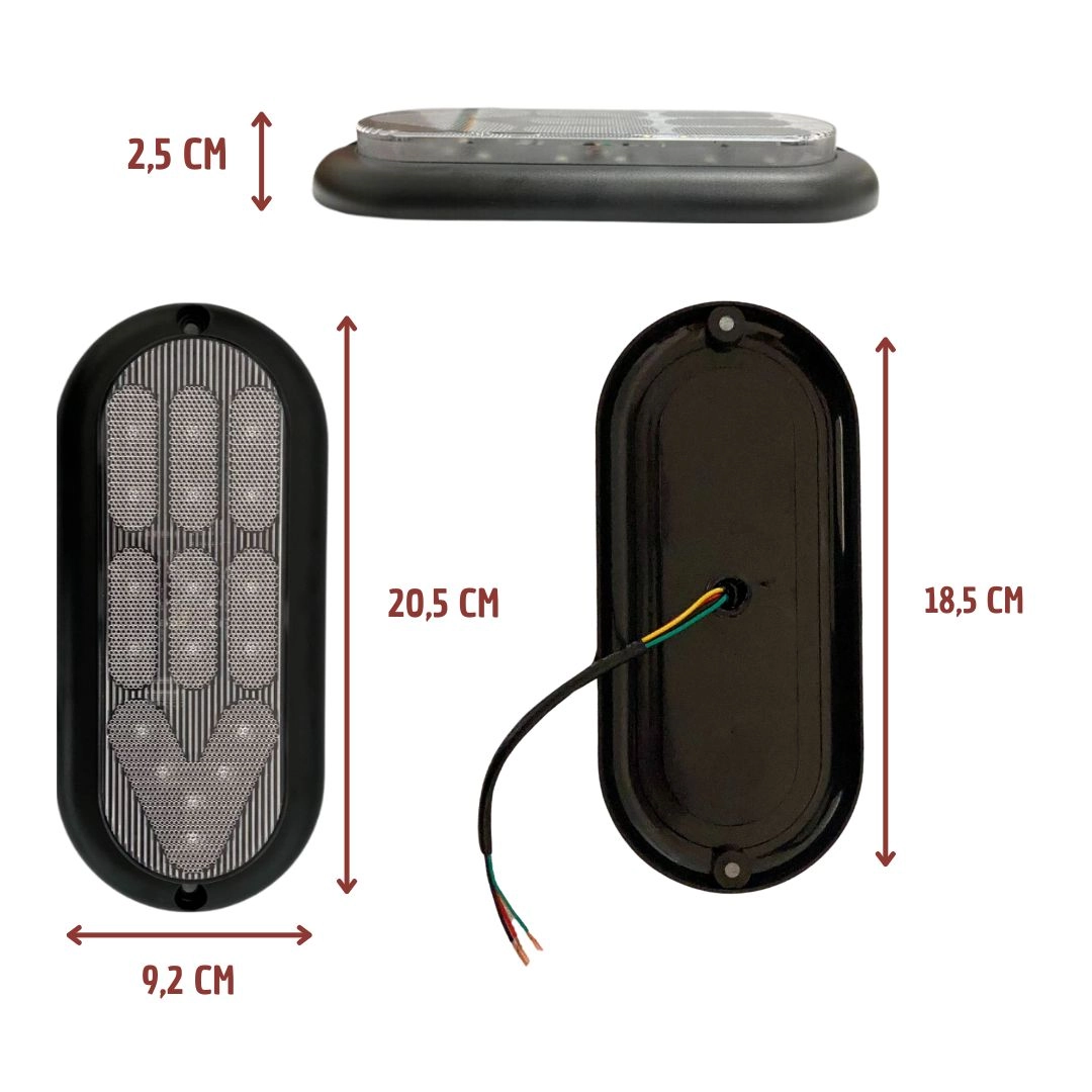 Kit Lanterna Traseira Carretinha Leds Cristal + Luz de Placa