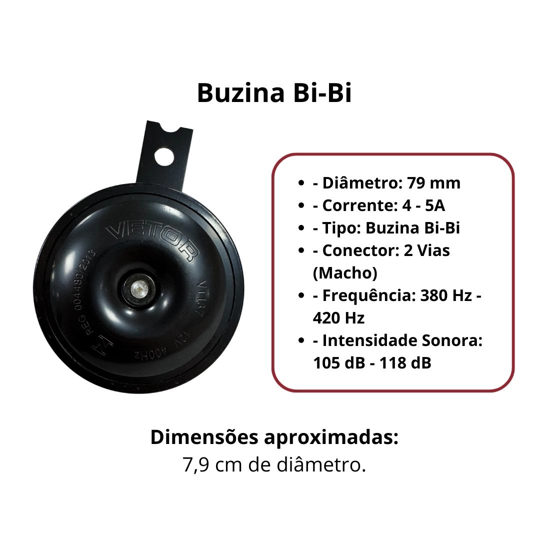 Buzina Bi-BI Bibi Paquerinha 12v 2 Vias Para Hyundai HB20 I30 IX35 Creta Vetor 28R000386