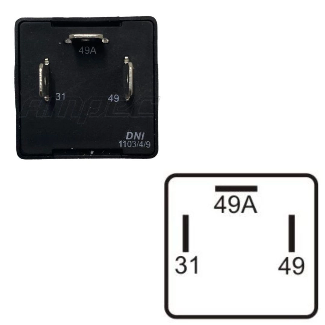 Rele Pisca 3 Terminais 12V S/ Suporte Palio Strada Uno Marea