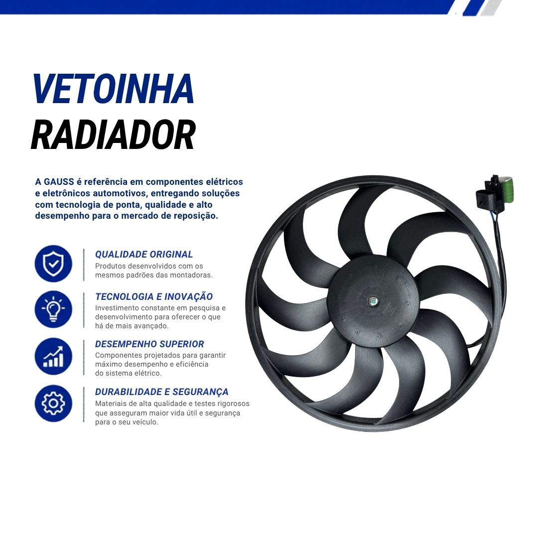Ventoinha do Radiador Eletroventilador 12v Para Chevrolet Cobalt 1.4 Onix Prisma Spin Sonic Tracker 300W Gauss