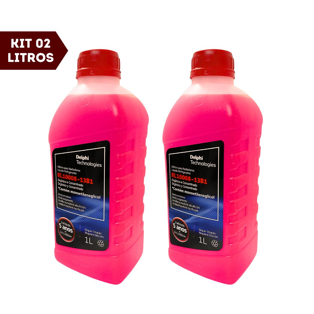Kit 2 Litros Aditivo de Radiador Orgânico Concentrado Rosa Delphi Monoetilenoglicol RL10008-13B1 Kit 2 Litros Aditivo de Radiador Orgânico Concentrado Rosa Delphi Monoetilenoglicol RL10008-13B1