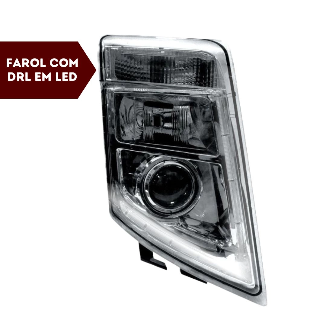 Farol Principal Dianteiro Para Volvo FM FH 2009 a 2014 Lado Direito Com DRL Em LED 21035637 Farol Principal Dianteiro Para Volvo FM FH 2009 a 2014 Lado Direito Com DRL Em LED 21035637