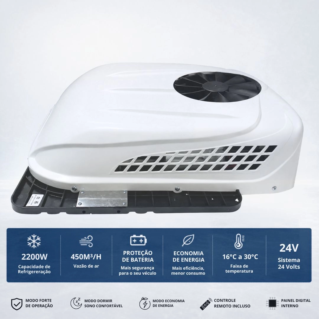 Kit Ar-Condicionado Para Caminhão Motorhome Van Trator Teto Elétrico Portátil Inverter 24v 9000 BTU EDN Kit Ar-Condicionado Para Caminhão Motorhome Van Trator Teto Elétrico Portátil Inverter 24v 9000 BTU EDN
