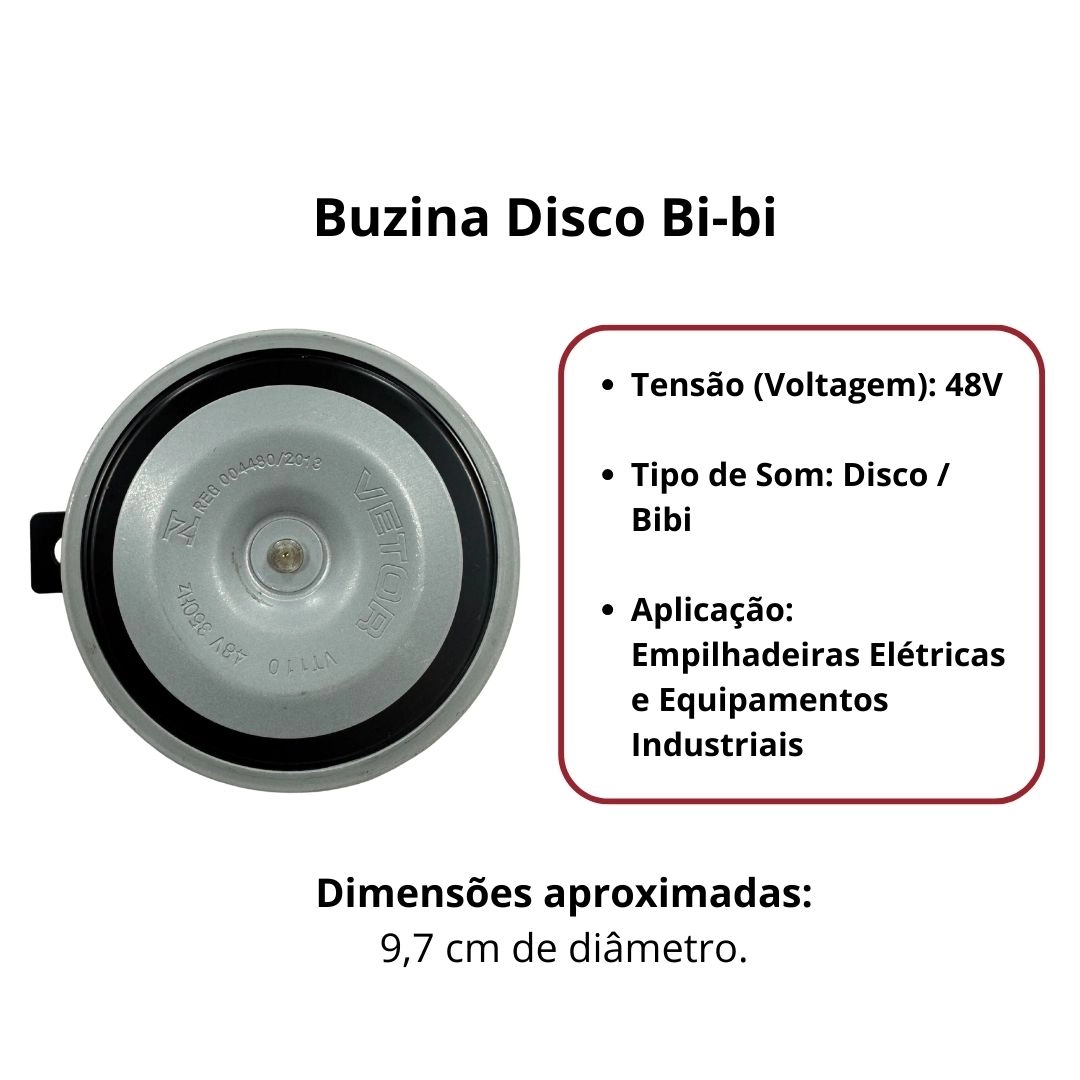 Buzina Disco Bi-bi Som Agudo 48V Para Empilhadeiras Vetor Buzina Disco Bi-bi Som Agudo 48V Para Empilhadeiras Vetor