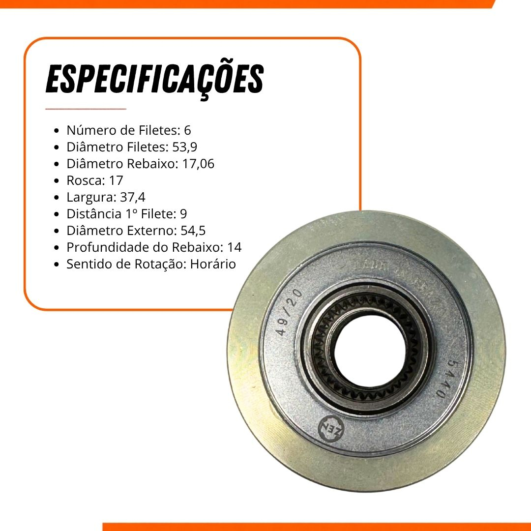 Polia Roda Livre do Alternador Denso 6 Filetes Para Fiat 500 Doblo Fiorino Grand Punto Idea Punto Linea 1.3 Multijet JTD Opel Corsa Astra Alfa Romeo Polia Roda Livre do Alternador Denso 6 Filetes Para Fiat 500 Doblo Fiorino Grand Punto Idea Punto Linea 1.3 Multijet JTD Opel Corsa Astra Alfa Romeo