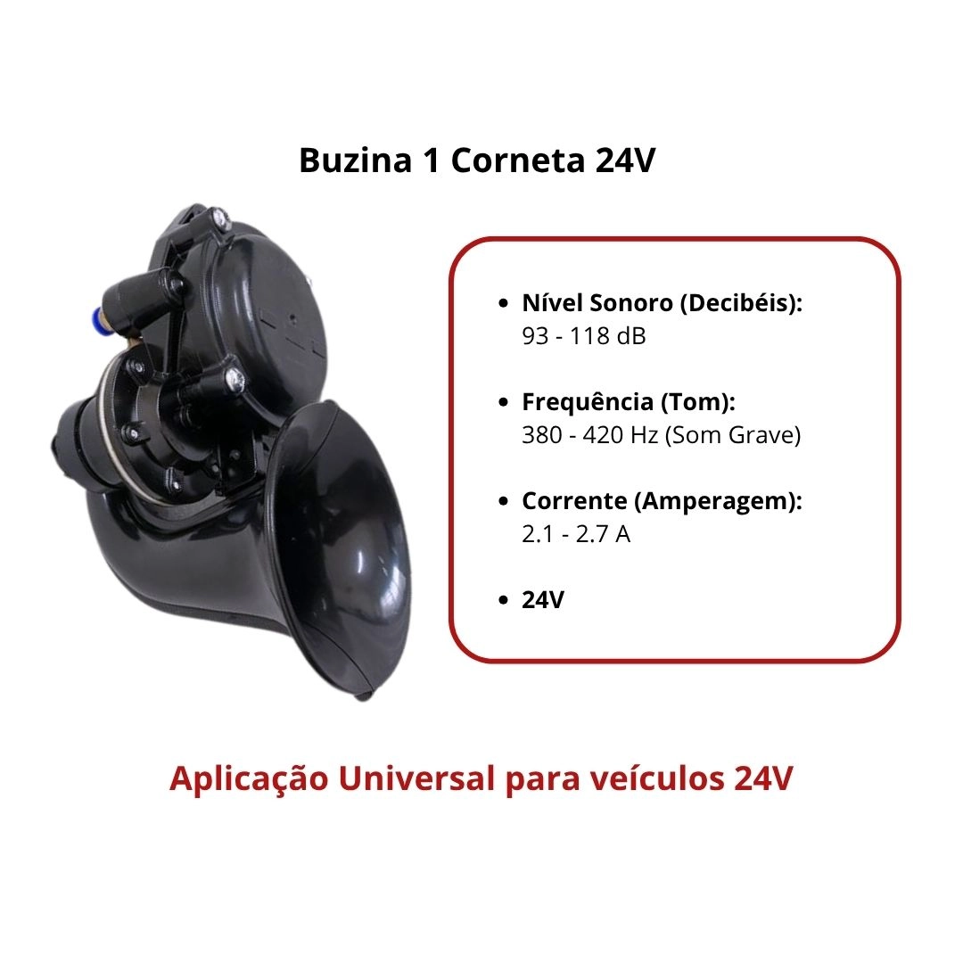 Buzina Eletrica 1 Corneta Para Caminhão Volkswagen Mercedes Benz Iveco Buzina Eletrica 24v Universal