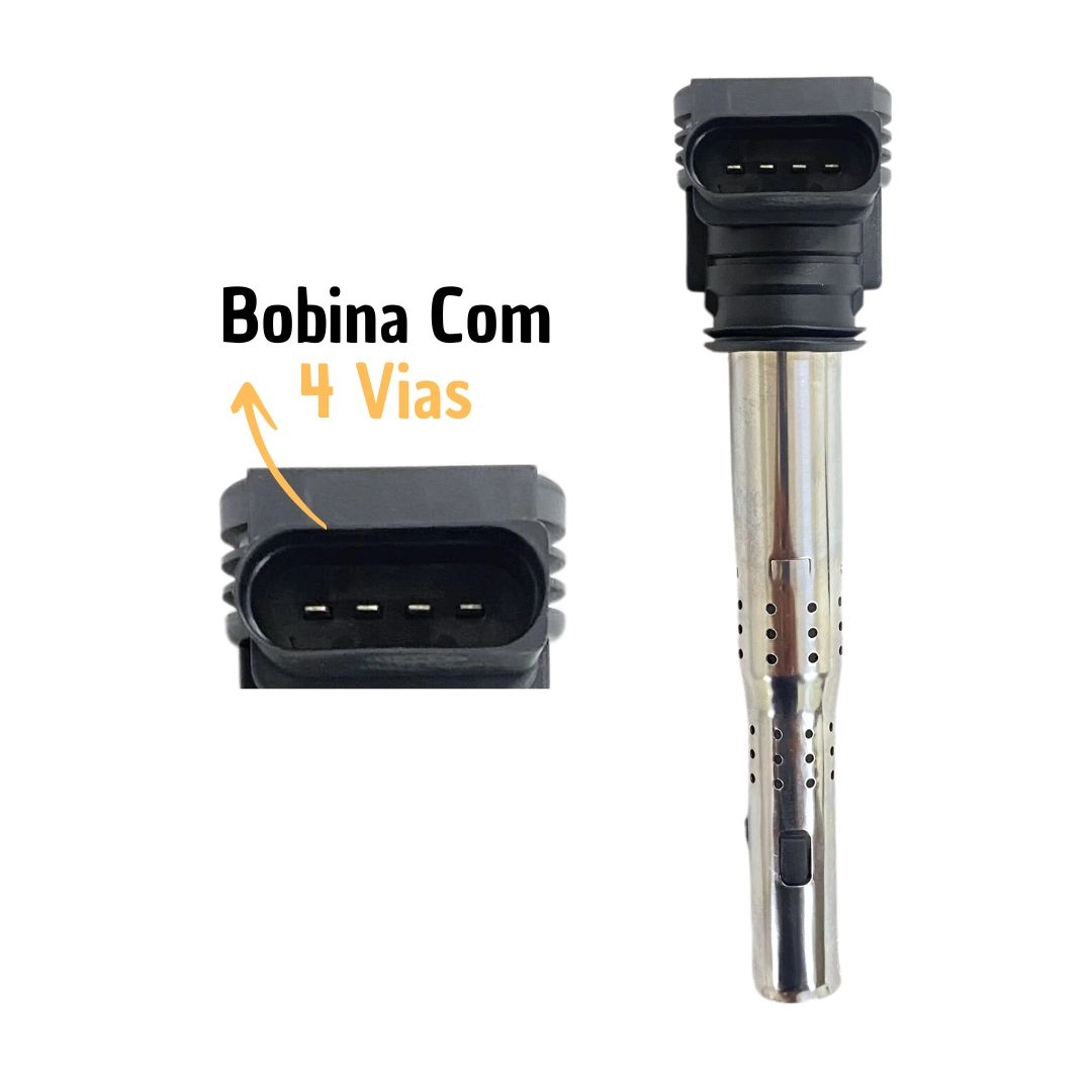 Kit 4 Bobina de Ignição Para Fusca Jetta Tiguan Hella