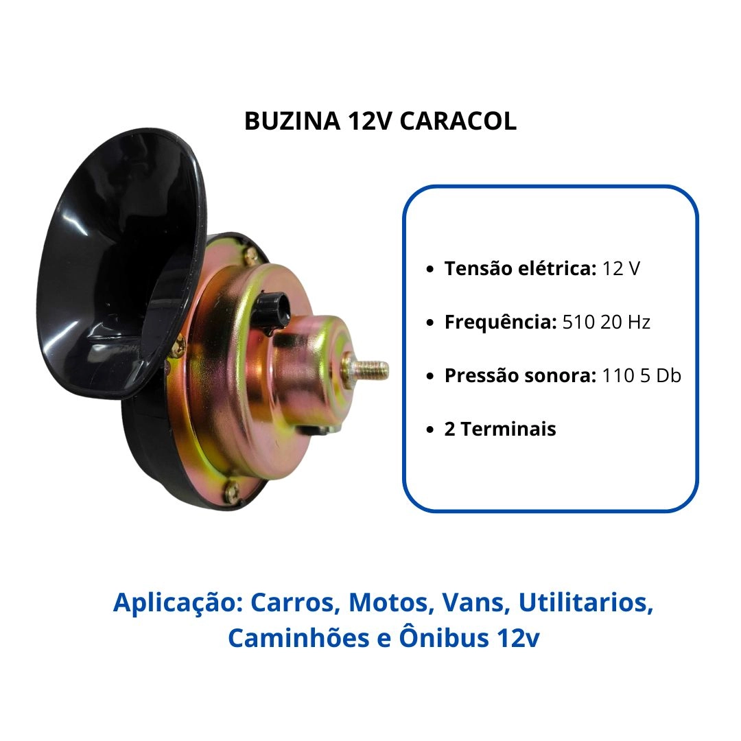 Buzina Caracol Dupla Universal 12v Gauss GB1054 110dB C/ Suporte Grave Agudo Carro Moto Ônibus Caminhão