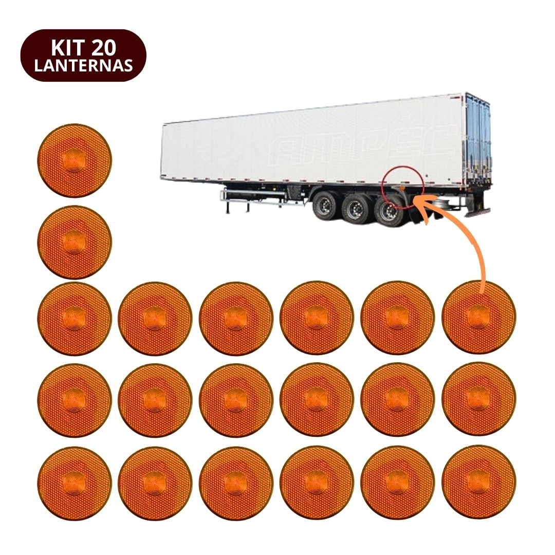 Kit 20 Lanternas Lateral Led Caminhão Carreta Sem Suporte Amarela G Kit 20 Lanternas Lateral Led Caminhão Carreta Sem Suporte Amarela G