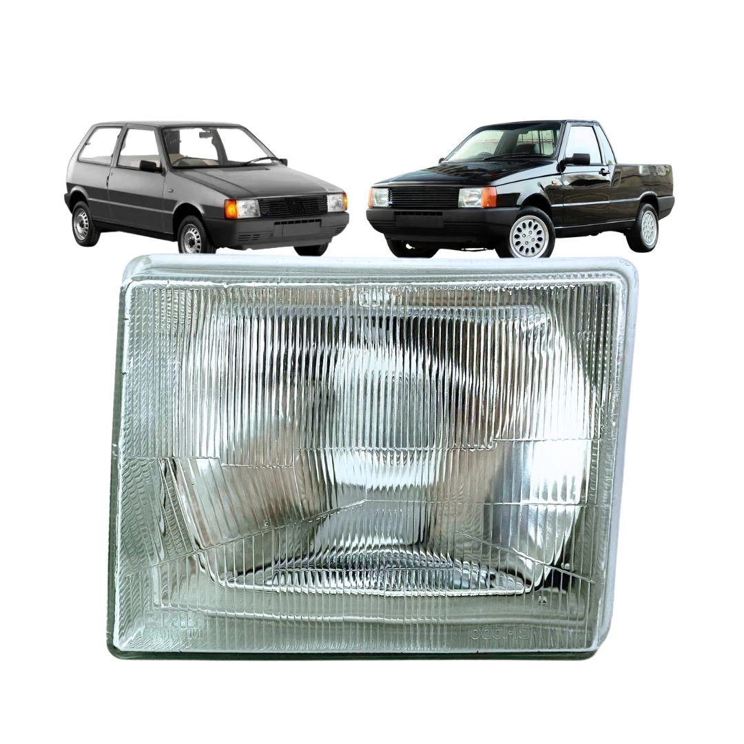 Farol Para Fiat Uno Fiorino 1984 a 1990 Lente Vidro LE