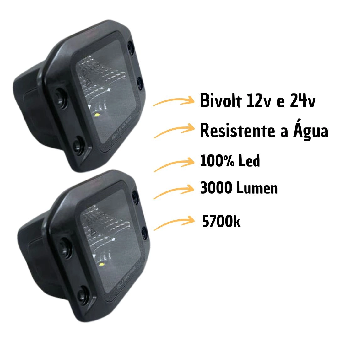 Par Farol Milha Auxiliar LED Parachoque Embutir Bivolt 12/24v Universal Hella 1FA358176831
