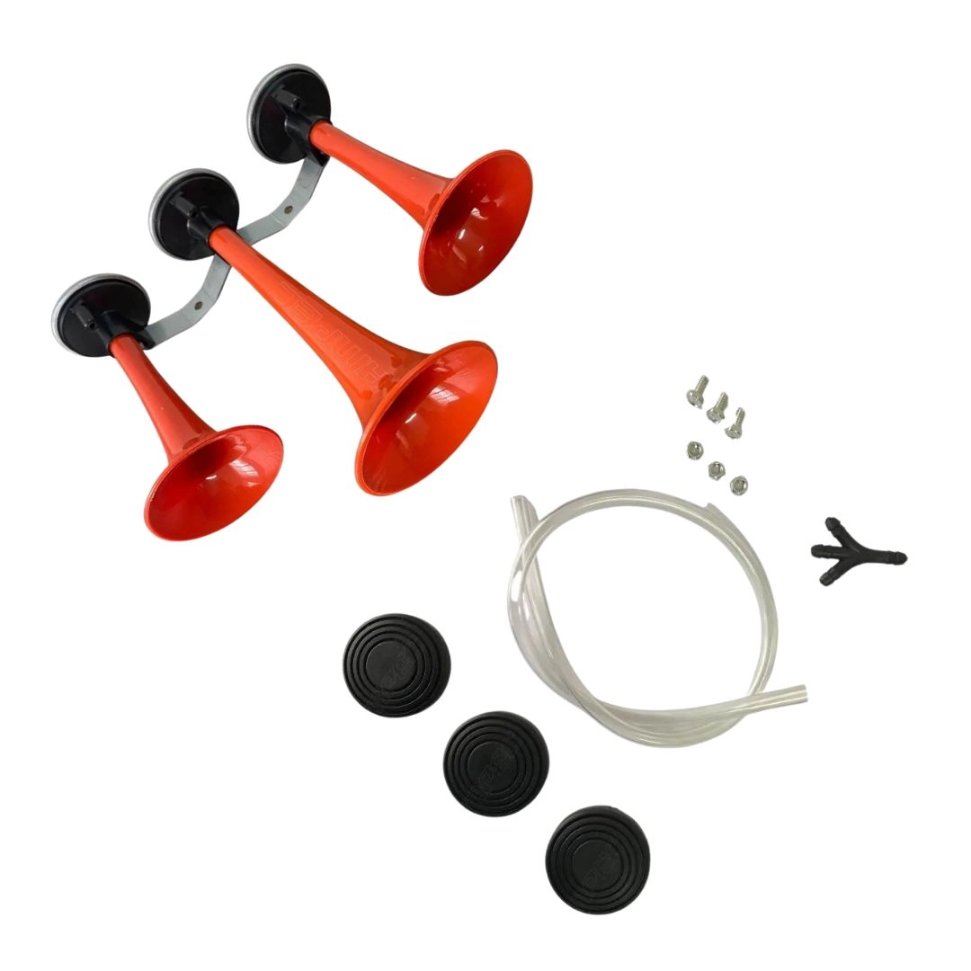 Kit Buzina Verdureiro 3 Cornetas Com Válvula Cordinha Metal Kit Buzina Verdureiro 3 Cornetas Com Válvula Cordinha Metal