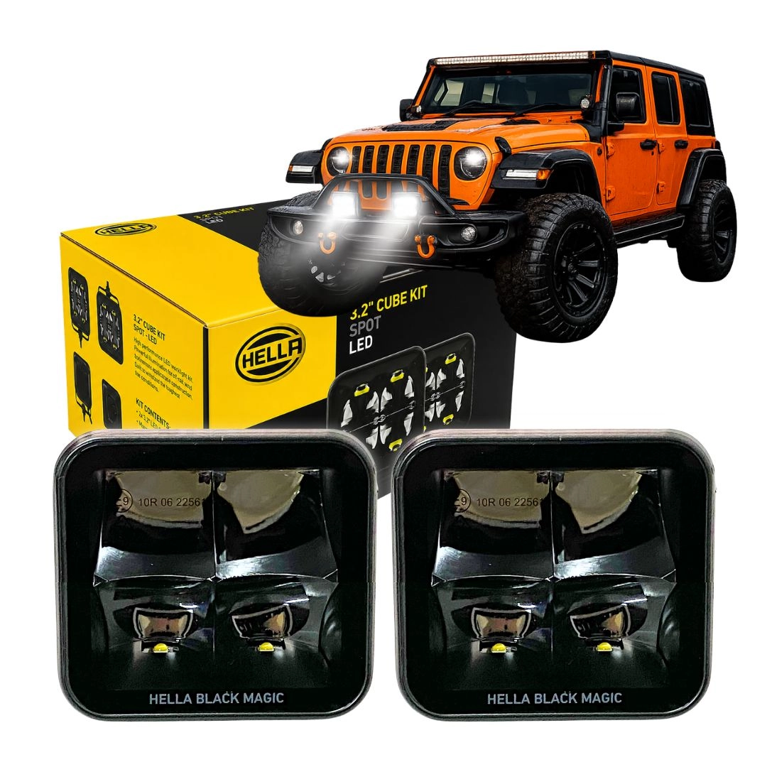 Par Farol Auxiliar Led Hella Cubo Black Magic 3,2p 8cm Spot Par Farol Auxiliar Led Hella Cubo Black Magic 3,2p 8cm Spot