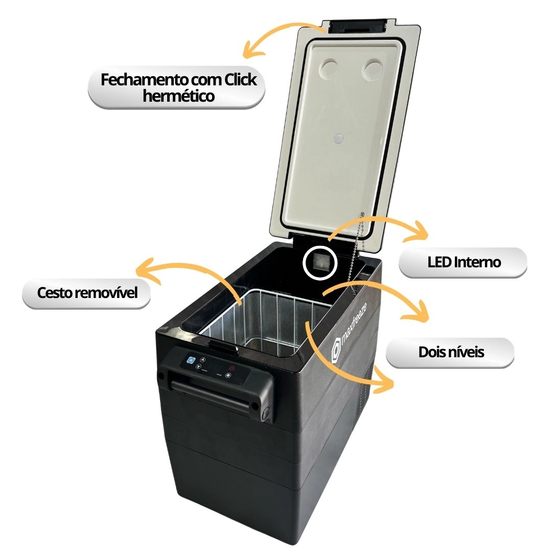 Mini Geladeira Portátil 55 Litros Para Caminhão Ônibus Van 12V/24V 110v/220v