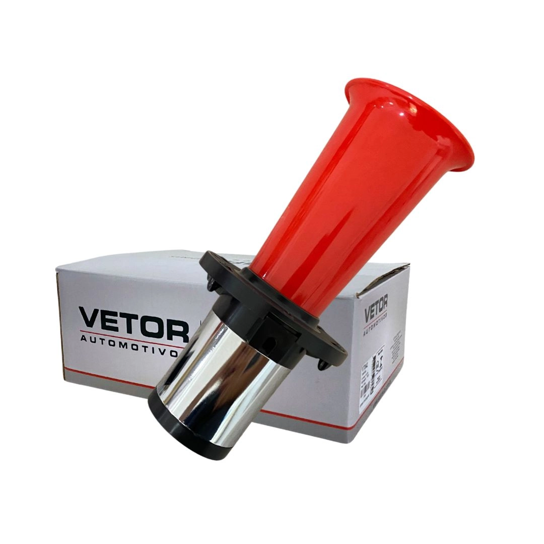 Buzina Uga Uga Tipo Calhambeque Uga-Uga 12v Vermelha Universal C/ Compressor Para Vw Gol Vetor VT046