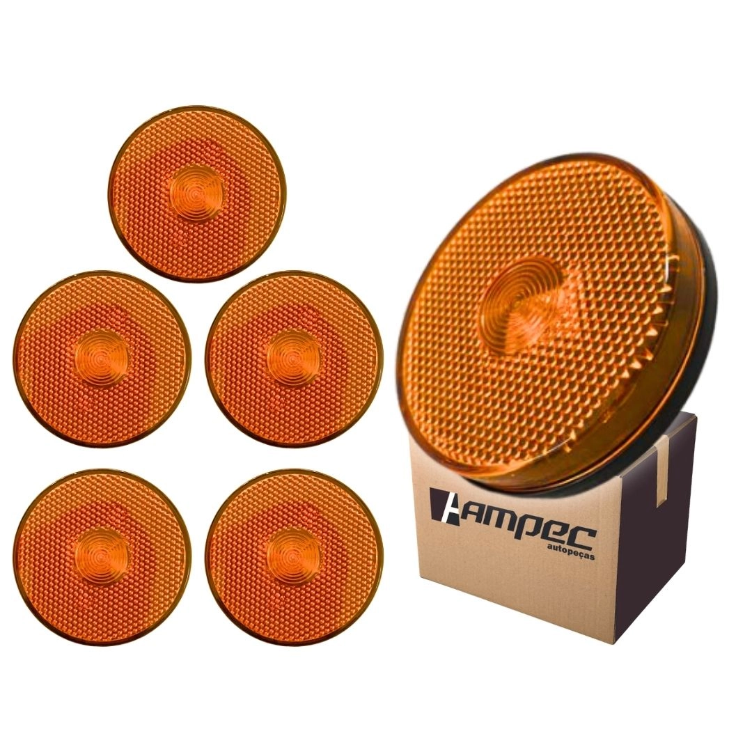 Kit 6 Lanternas Lateral Led Caminhão Carreta Sem Suporte Amarela P