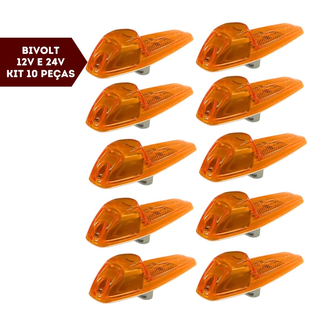 Kit 10 Lanterna Lateral Posição Direcional LED Bivolt 12/24v Kit 10 Lanterna Lateral Posição Direcional LED Bivolt 12/24v