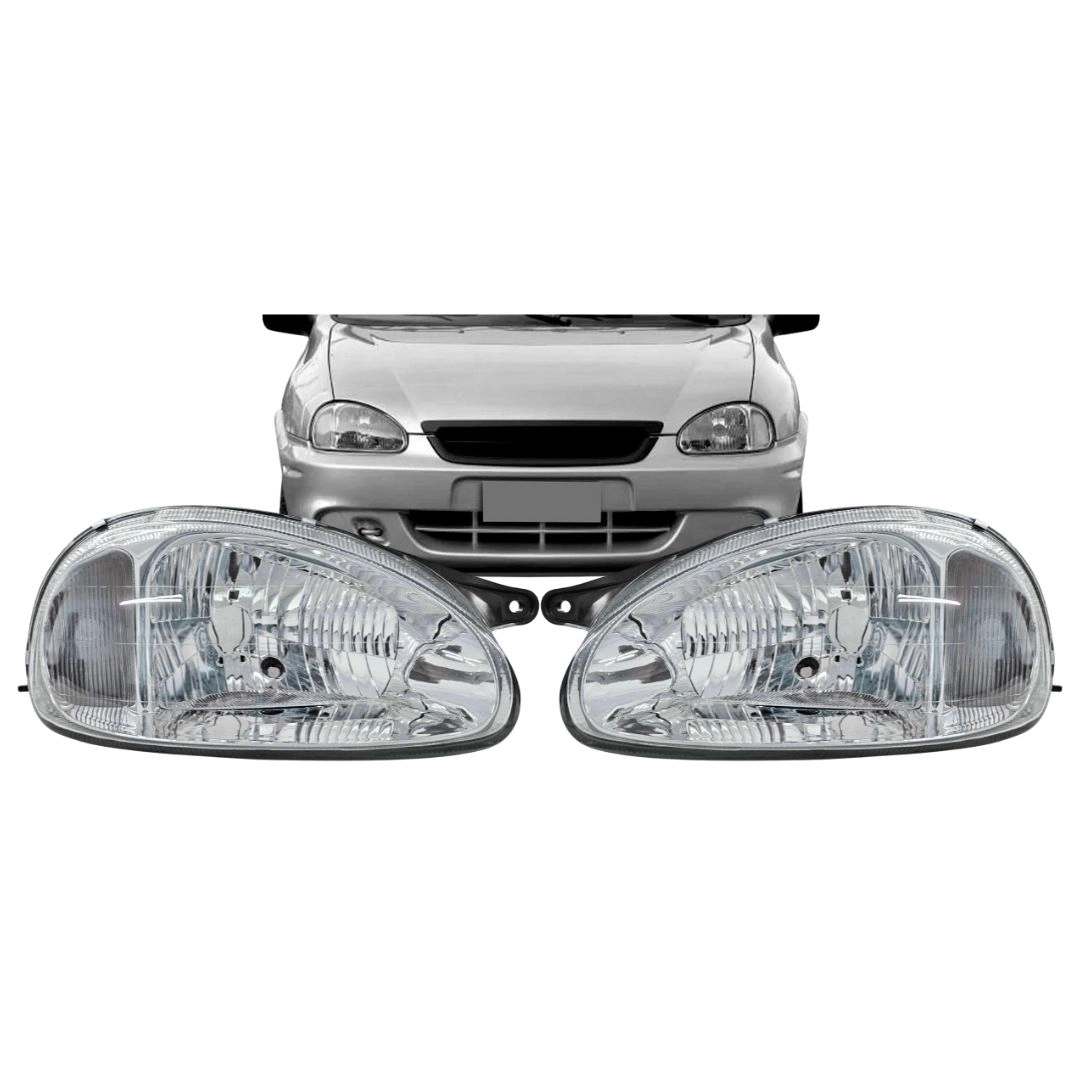 Par Farol Principal Chevrolet Corsa 2000 a 2002 Vidro LD LE