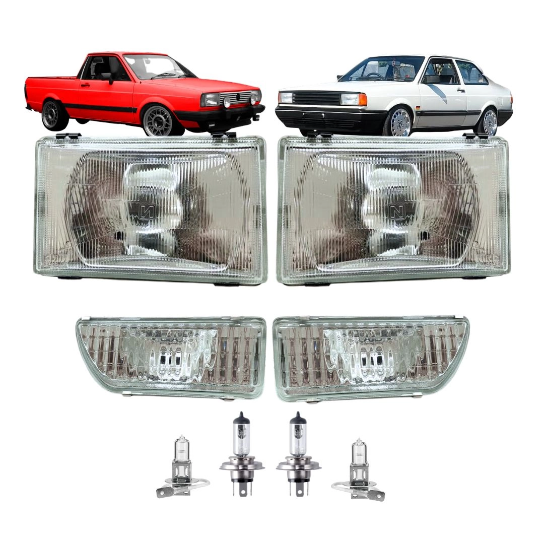 Kit Farol e Milha Para Saveiro Voyage 1987 a 1990 Vidro