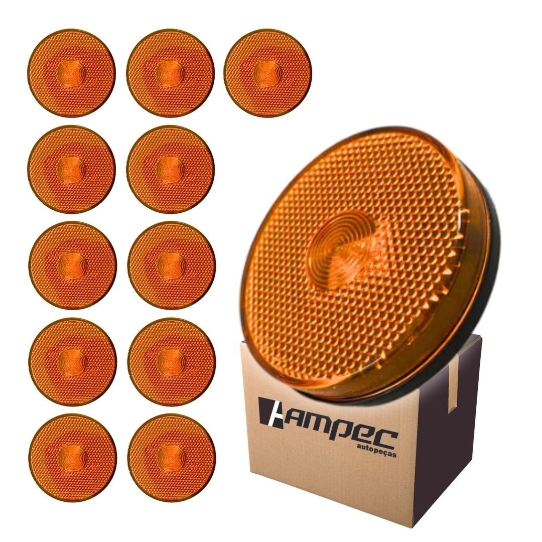 Kit 12 Lanternas Lateral Led Caminhão Carreta Sem Suporte Amarela P
