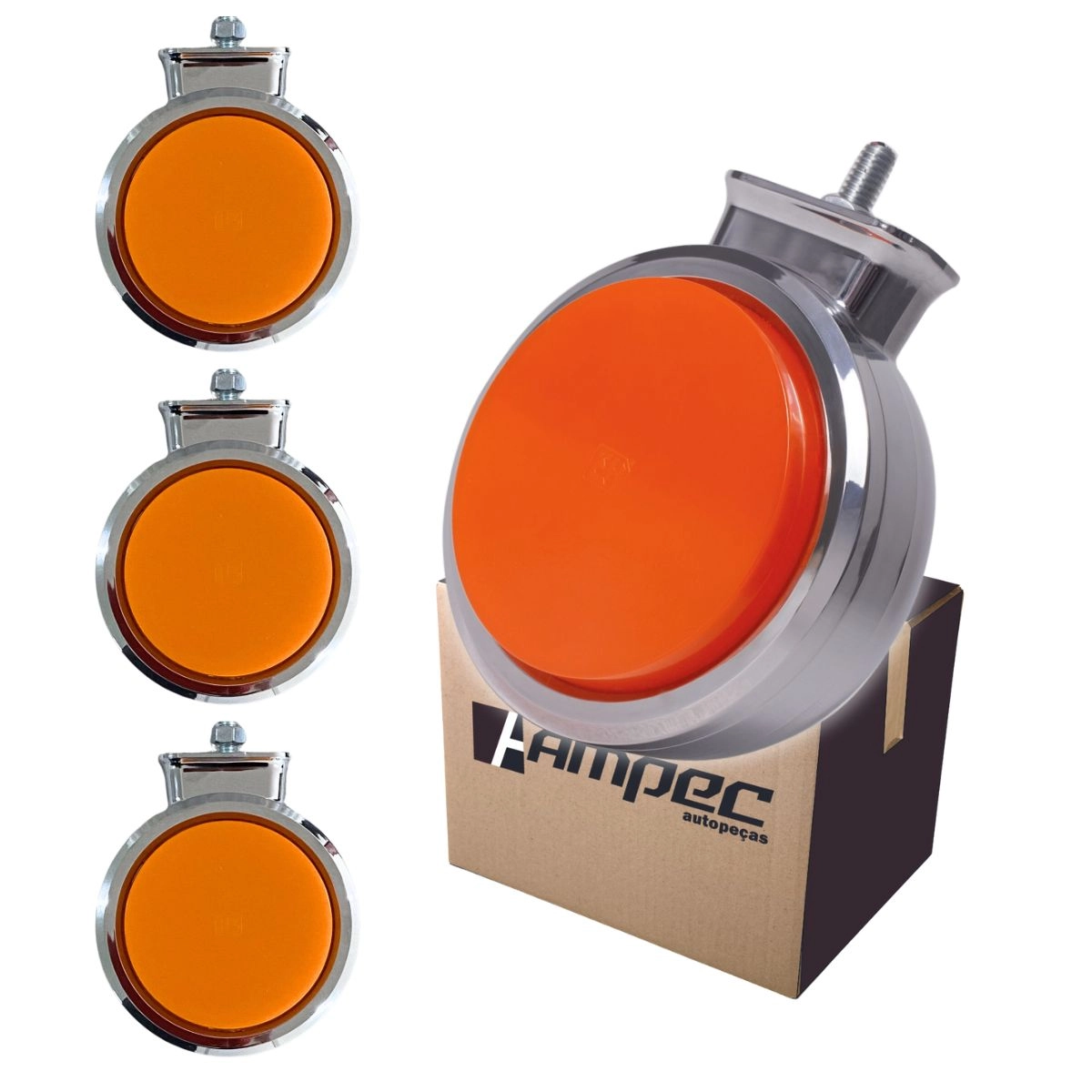 Kit 4 Lanterna Bojuda Foguinho Maria LED Cromada Amarela