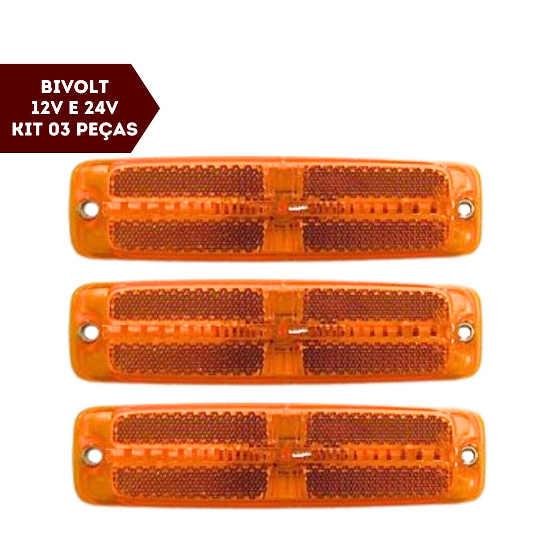 Kit 3 Lanterna Posição Lateral Retrorrefletor LED Amarela