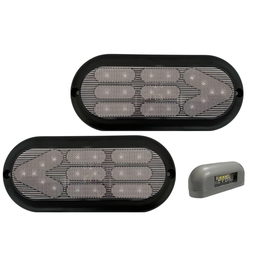 Kit Lanterna Traseira Carretinha Leds Cristal + Luz de Placa