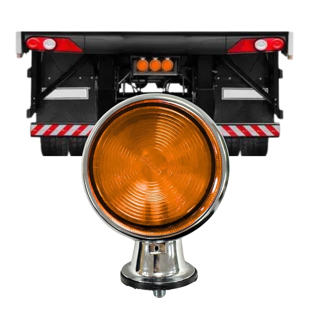 Lanterna Bojuda Foguinho Maria Cromada Amarelo Para Caminhão Carreta Reboque