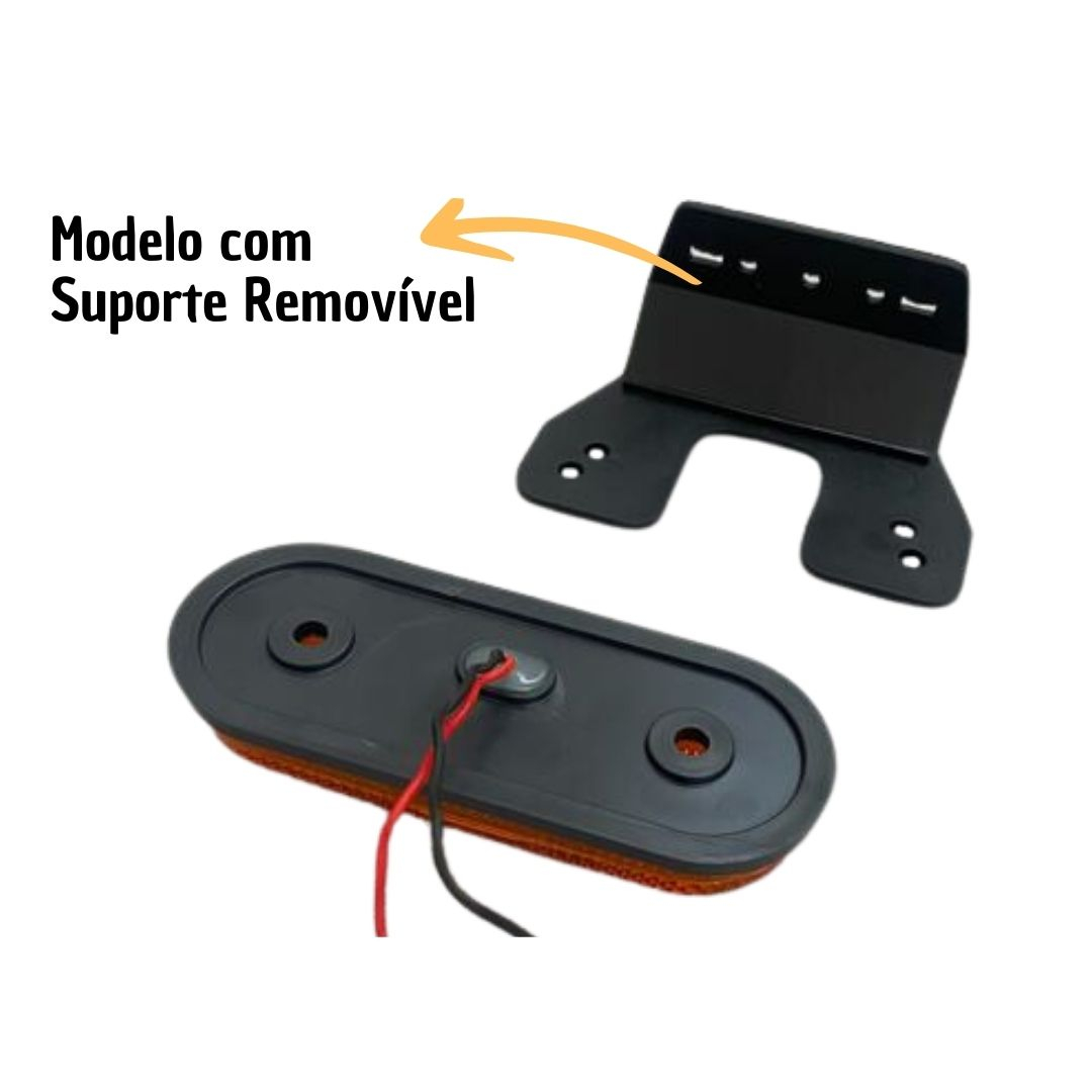 Kit 10 Lanterna Lateral Implemento Com Suporte LED Amarela Para Carreta Facchini Caminhão Trailer Reboque 