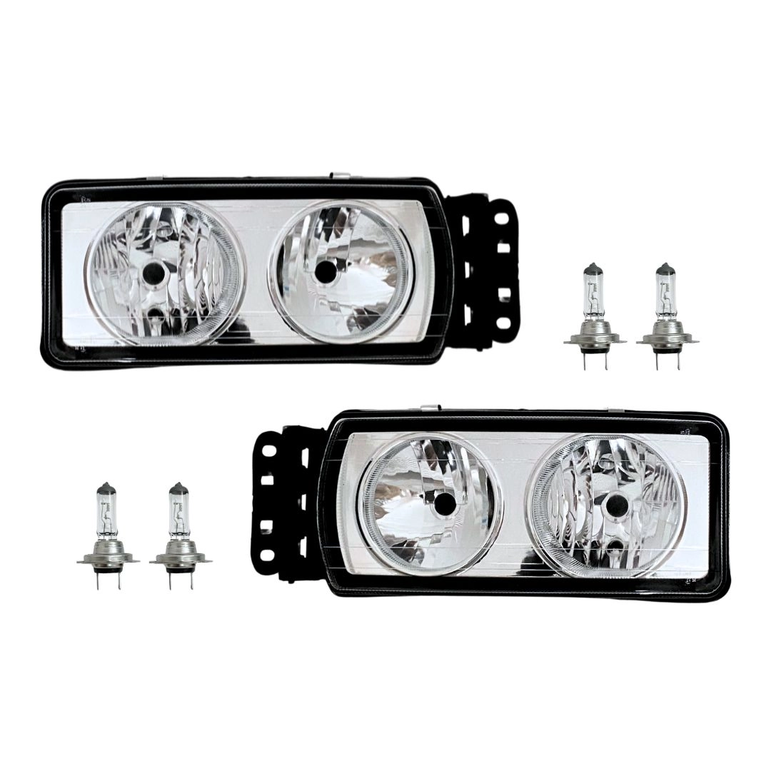 Kit Farol Para Iveco Stralis Tector Após 2006 Fundo Cromado