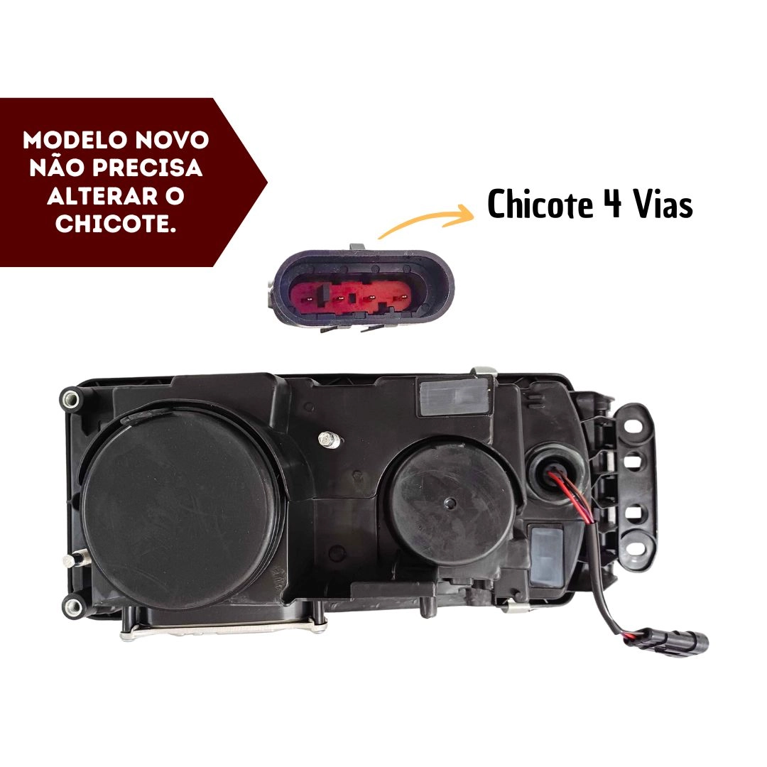 Par Farol Para Iveco Stralis Hi-way Cromado Led Com Chicote