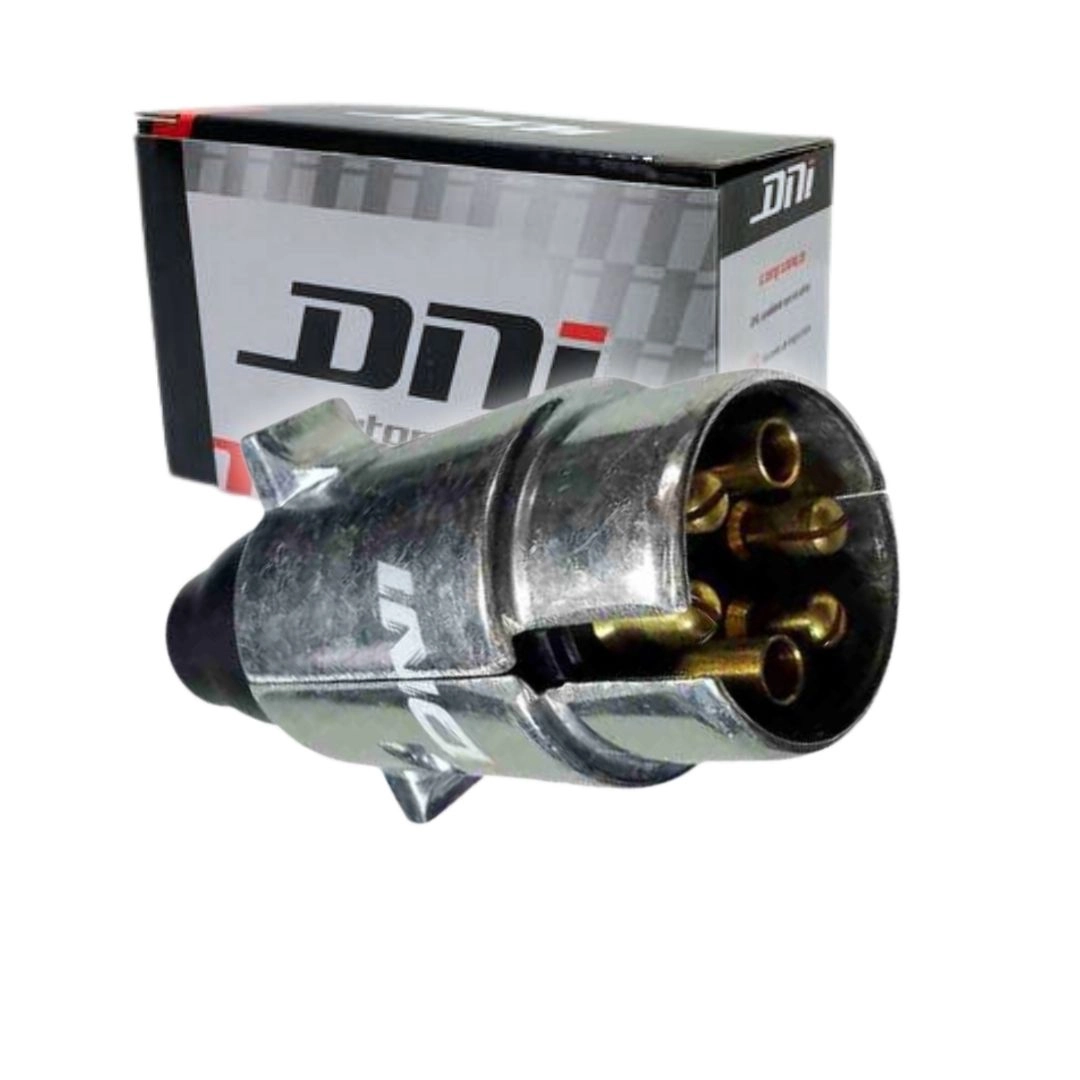 Tomada Engate Carretinha Macho 7 Polo Metal Alumínio Redonda