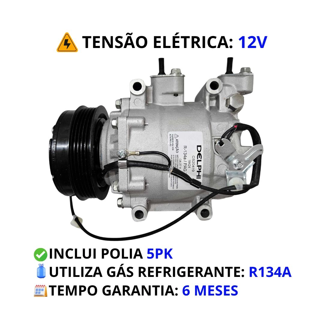 Compressor Ar Para Honda Fit 1.4 2008 a 2014 Delphi CS20419