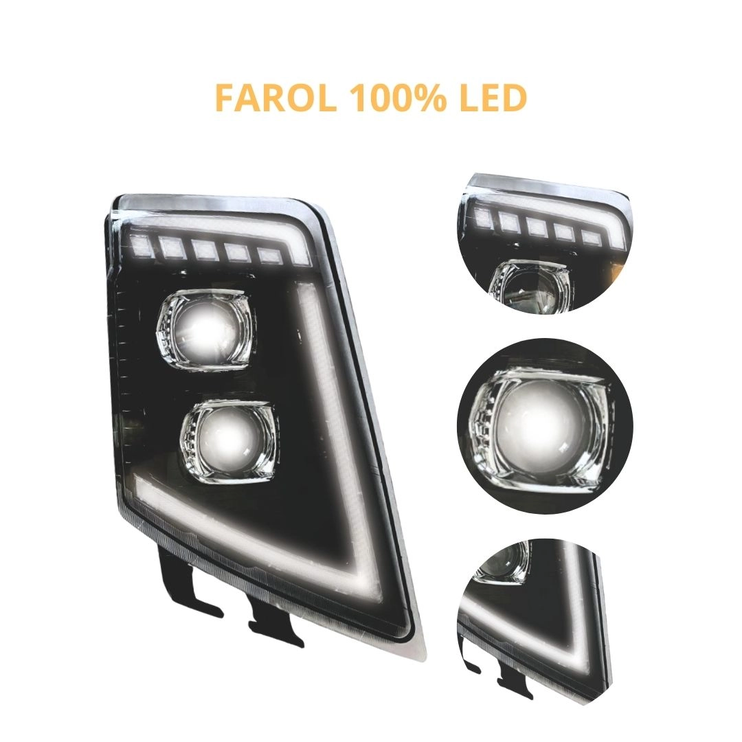 Farol Principal Dianteiro e DRL Full LED Para Volvo FM FH 2009 a 2014 Lado Direito 21035637 Farol Principal Dianteiro e DRL Full LED Para Volvo FM FH 2009 a 2014 Lado Direito 21035637