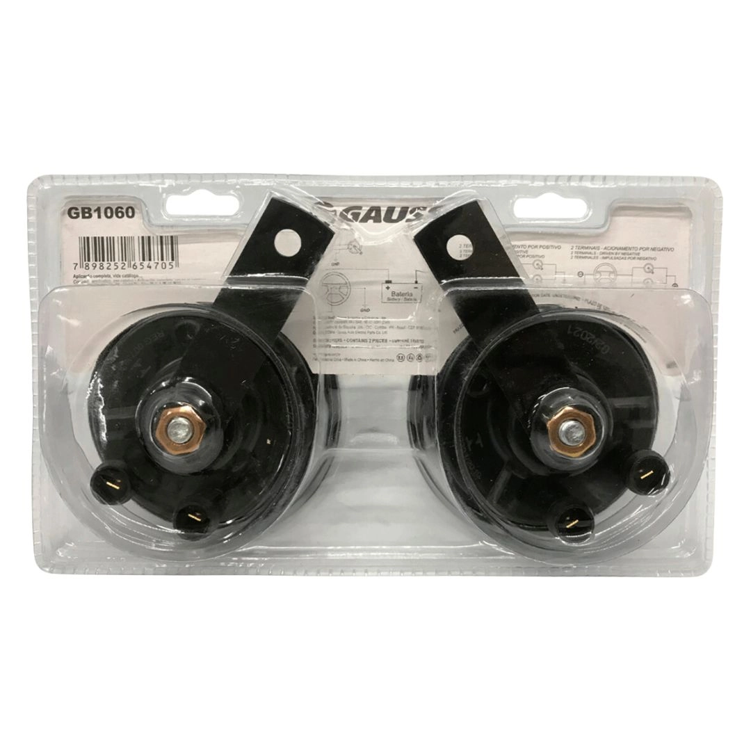 Par Buzina Tipo Disco 12v Universal Carro Moto Buzina Disco Duplo Universal 12v Gauss Som Alto e Forte