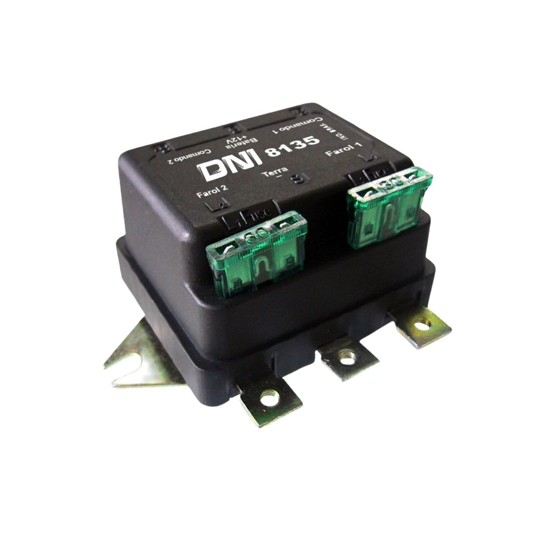 Relé Duplo de Faróis 500W 12V Universal Super Reforçado 6 Terminais Com Parafusos 2 Fusíveis Externos Relé Duplo de Faróis 500W 12V Universal Super Reforçado 6 Terminais Com Parafusos 2 Fusíveis Externos