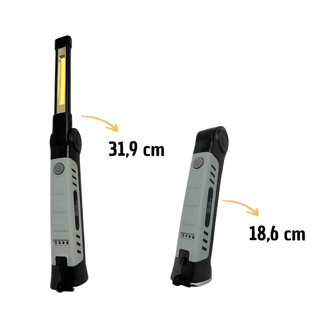 Lanterna Magnetica Gancho Led Recarregavel Dobravel Hella