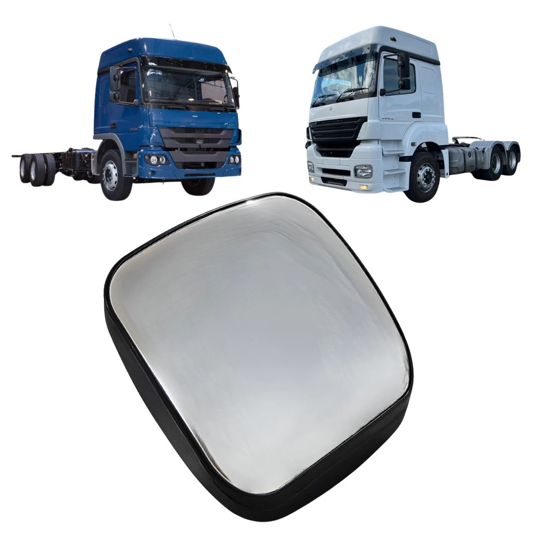 Espelho Retrovisor Auxiliar de Rampa Angular de Visão Raio 300mm Convexo Caminhão Mercedes-Benz Atego Axor Cabine Alta B