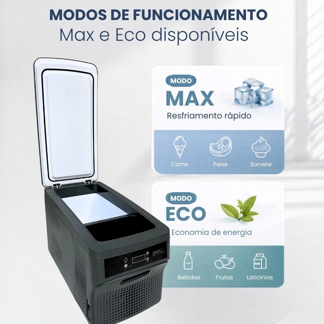 Geladeira Portátil 26 Litros 12/24v 110/220v Para Caminhão Carro Trailer Motor Home Micro-Ônibus Quadrivolt Maxfreeze Geladeira Portátil 26 Litros 12/24v 110/220v Para Caminhão Carro Trailer Motor Home Micro-Ônibus Quadrivolt Maxfreeze