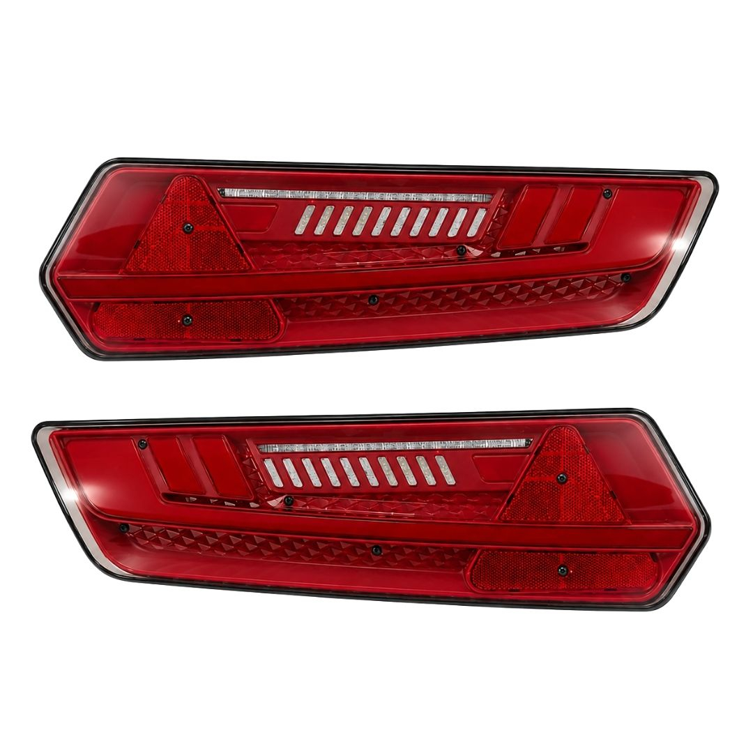 Par Lanterna Traseira S96 Flashing LED 24v Posição Ré Freio Pisca Sequencial Sinalsul