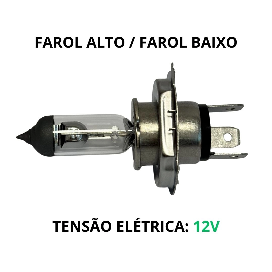 Lâmpada H4 12v 60w / 55w Farol Alto e Baixa Automotiva Halógena Base P43T-38 Hella Lâmpada H4 12v 60w / 55w Farol Alto e Baixa Automotiva Halógena Base P43T-38 Hella