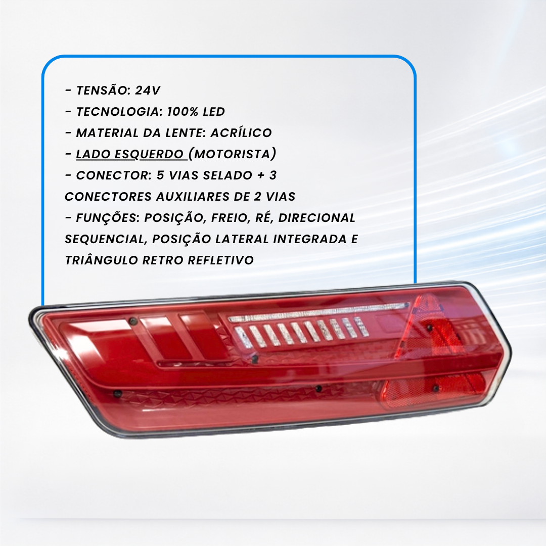 Lanterna Traseira S96 Flashing LED 24v Posição Ré Freio Pisca Sequencial Esquerdo Sinalsul 278006515E