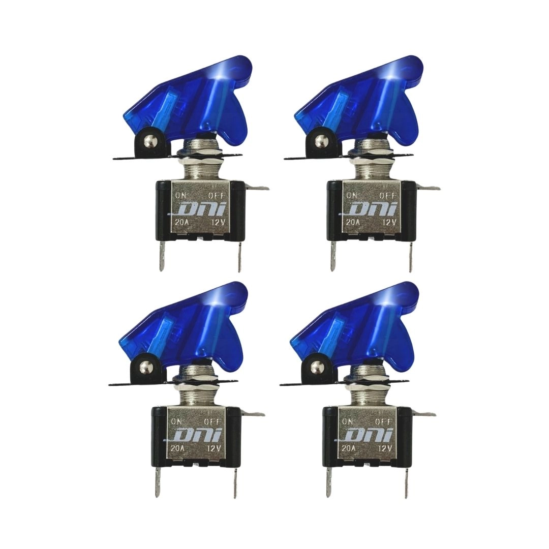Kit 4 Chave Botão Liga Desliga 2 Posições 12v Capa Azul LED